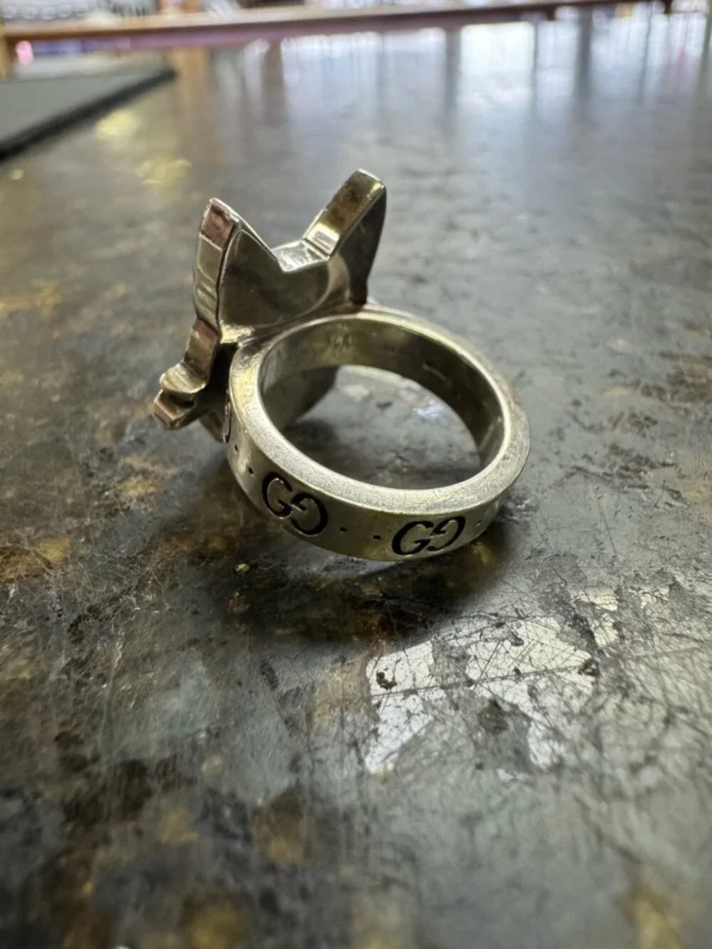 GUCCI BOSCO & ORSON BOSTON TERRIER DOG .925 Sterling Silver Ring - Size 5.5